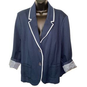 Rafaella Navy Nautical Two Button Blazer